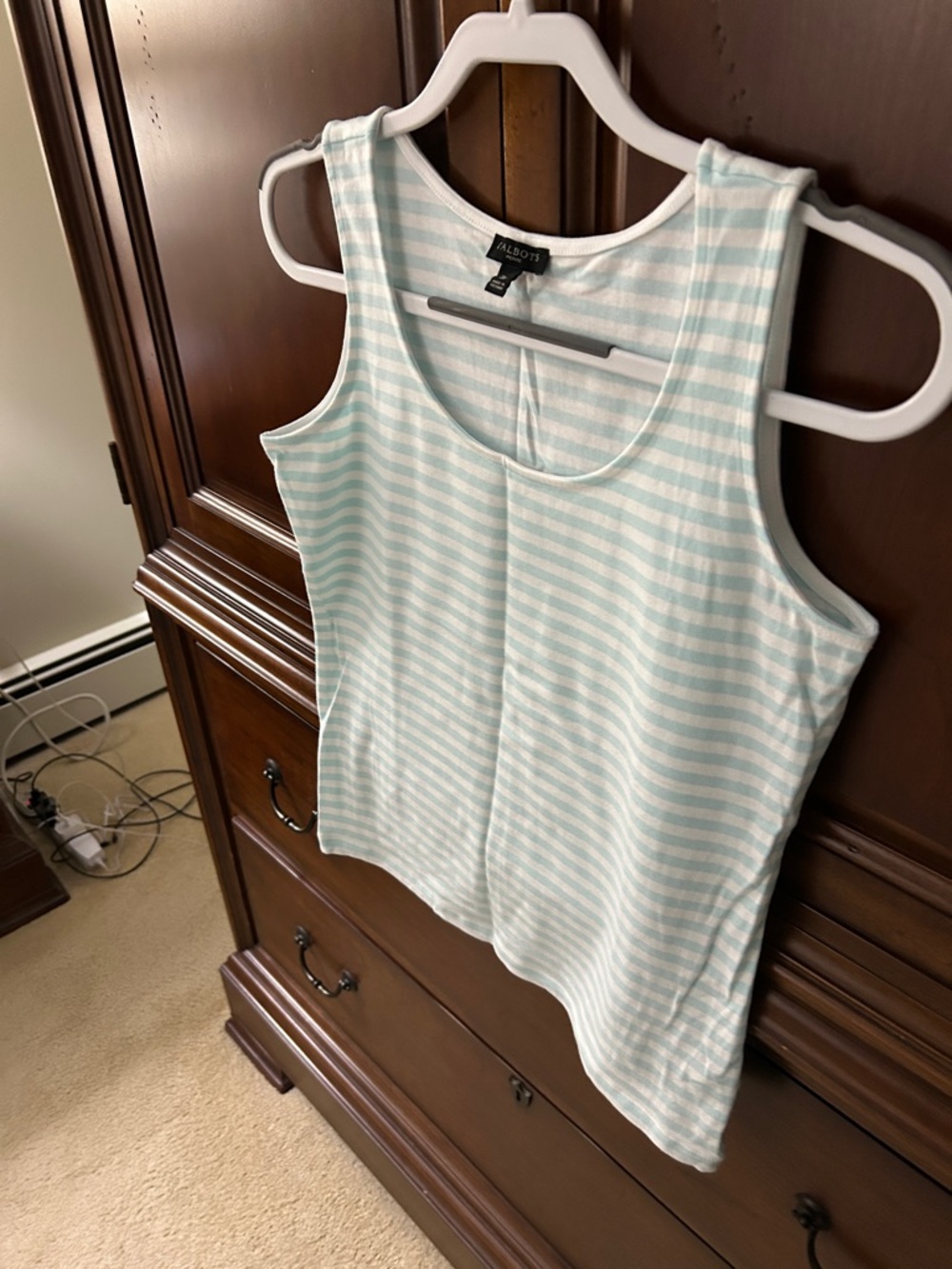 Talbots Aqua and White Striped Scoop Neck Tank - Picture 4 of 8